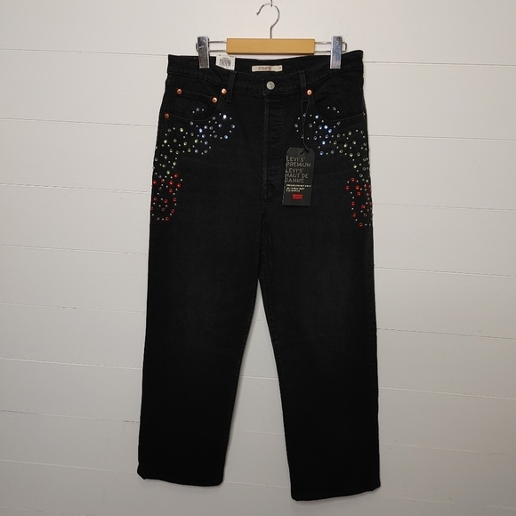 LEVI'S Ribcage straight studded ankle jeans 31 - Picture 3 of 12